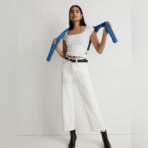 Madewell The Petite Perfect Vintage Wide Leg Crop Jean in Jeans Tile White 33 P